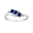 10k White Gold Lab-created Sapphire And Diamond Accent Bypass Ring, Women's, Size: 7, Blue