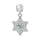 Individuality Beads Sterling Silver Cubic Zirconia Star Of David Charm, Women's, Blue