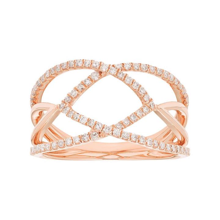 10k Gold 1/3 Carat T.w. Diamond Openwork Ring, Women's, Size: 10, White