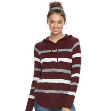 Juniors' Cloud Chaser Hooded Knit Top, Teens, Size: Large, Red