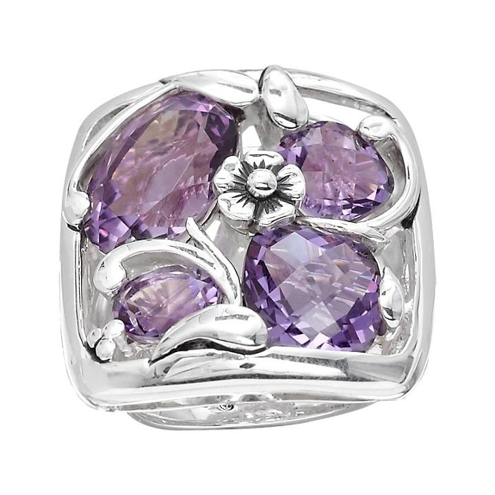 Lyric Sterling Silver Amethyst Flower Openwork Mosaic Ring, Women's, Purple