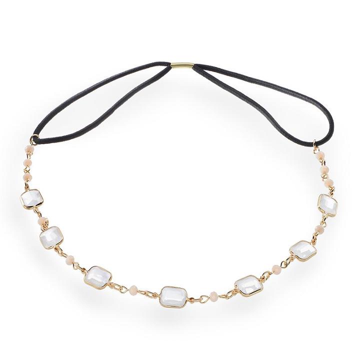 Lc Lauren Conrad Rectangular Simulated Crystal Beaded Headband, Women's, Gold