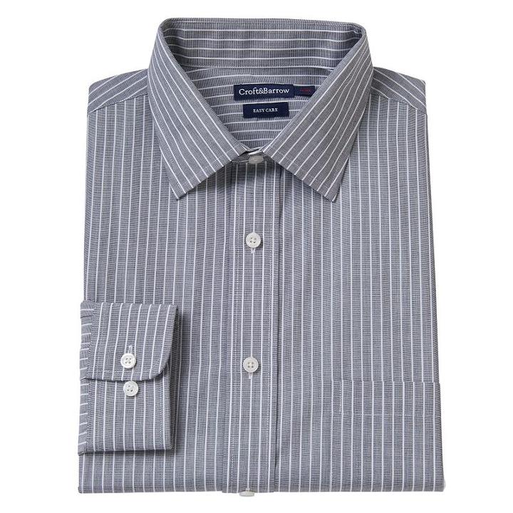 Men's Croft & Barrow&reg; Slim-fit Easy-care Spread-collar Dress Shirt, Size: 17.5-32/33, Black