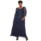 Plus Size Le Bos Embroidered Tiered Dress, Women's, Size: 20 W, Blue (navy)