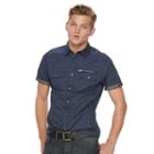 Men's Rock & Republic Print Button-down Shirt, Size: Large, Blue (navy)