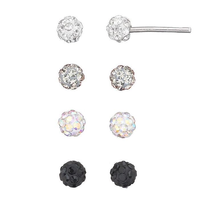 Neutral Crystal Fireball Stud Earring Set, Women's, Multicolor