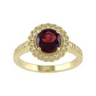 Sterling Silver Garnet & 1/8 Carat T.w. Diamond Halo Ring, Women's, Red