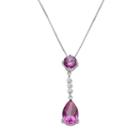 Sterling Silver Lab-created Pink Sapphire Linear Teardrop Pendant, Women's, Size: 18