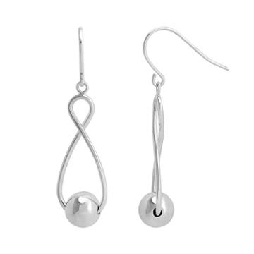 Silver Classics Sterling Silver Bead Infinity Drop Earrings, Women's, Grey