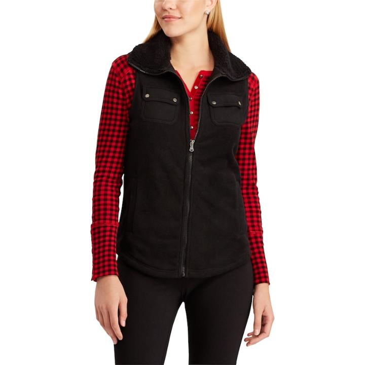 Women's Chaps Fleece Vest, Size: Xl, Black