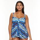 Plus Size Croft & Barrow&reg; Tummy Slimmer Mesh Flyaway Bandeaukini Top, Women's, Size: 20 W, Med Blue