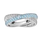Oro Leoni Sterling Silver Blue And White Topaz Crisscross Ring - Made With Genuine Swarovski Gemstones, Women's, Size: 8