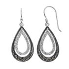 Silver Luxuries Marcasite & Crystal Double Teardrop Earrings, Women's, Grey