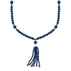 14k Gold Lapis Lazuli & Jade Beaded Tassel Necklace, Women's, Size: 22, Multicolor