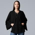 Women's Simply Vera Vera Wang Lace-up Poncho Sweatshirt, Size: S-m, Black