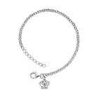 Little Diva Diamonds Sterling Silver Diamond Accent Crown Bracelet - Kids, Girl's, Size: 5.50, White