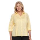 Plus Size Dana Buchman Pleated Peplum Shirt, Women's, Size: 2xl, Med Yellow