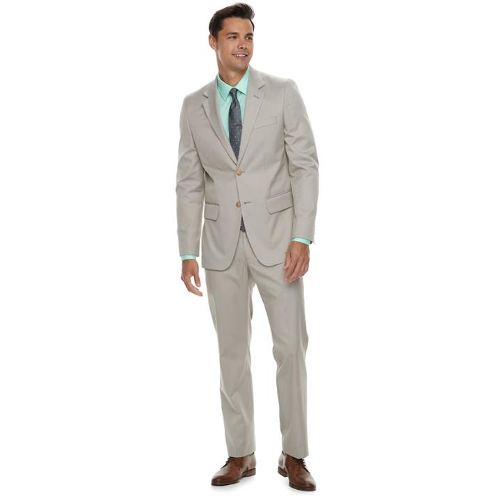 Men's Apt. 9&reg; Slim-fit Twill Suit, Size: 42l 35, Light Grey