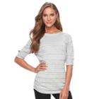 Women's Apt. 9&reg; Shadow-stripe Ruched Sweater, Size: Xxl, Light Grey