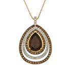 Champagne Brilliance 14k Gold Over Silver Smoky Quartz Teardrop Pendant, Women's, Size: 18, Brown