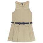 Girls 4-14 French Toast School Uniform Bow Belted Jumper, Size: 14, Beig/green (beig/khaki)