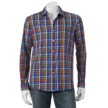 Men's Michael Brandon Southern Vintage Plaid Button-down Shirt, Size: Xl, Brt Orange