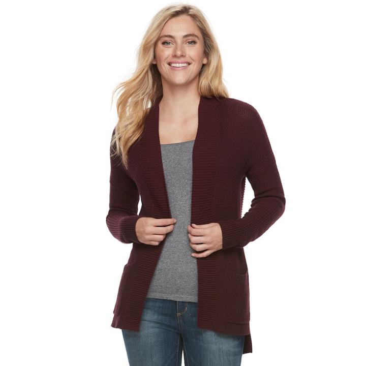 Women's Sonoma Goods For Life&trade; High-low Cardigan Sweater, Size: Medium, Dark Red