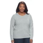 Plus Size Napa Valley Solid Crewneck Sweater, Women's, Size: 3xl, Light Grey