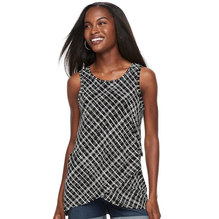 Women's Apt. 9&reg; Tulip Hem Tank, Size: Small, Black
