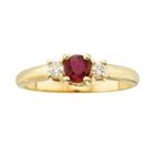 The Regal Collection 14k Gold Genuine Ruby And 1/6-ct. T.w. Igl Certified Diamond 3-stone Ring, Women's, Size: 8, Red