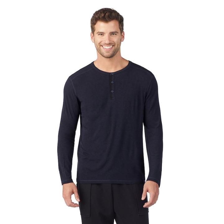 Men's Cuddl Duds Henley, Size: Large, Dark Blue