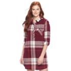 Juniors' So&reg; Plaid Shirt Dress, Teens, Size: Small, Light Red