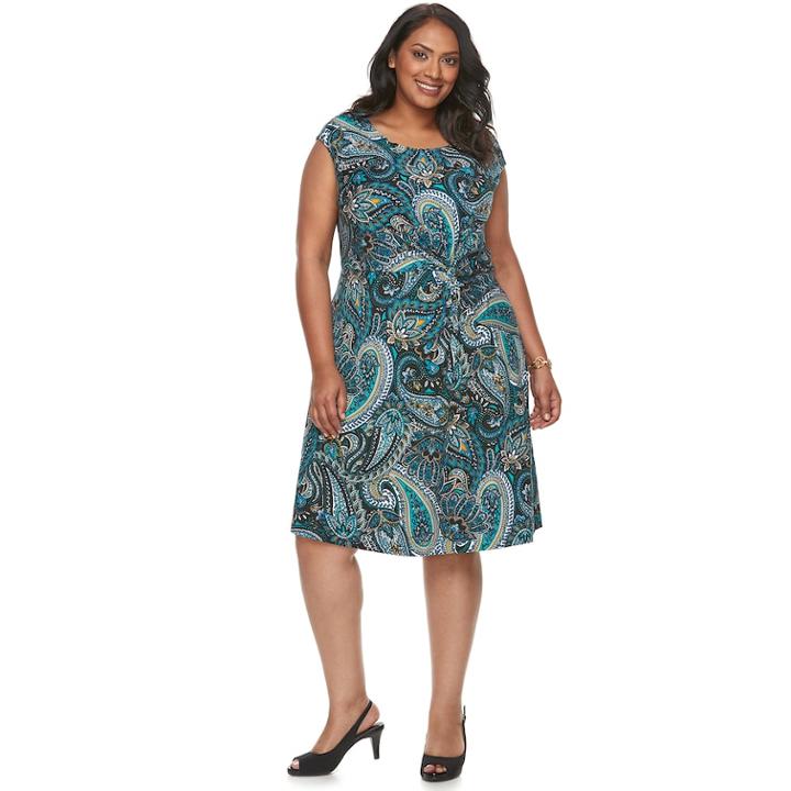 Plus Size Dana Buchman Twist Knot Fit & Flare Dress, Women's, Size: 1xl, Turquoise/blue (turq/aqua)