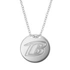 Baltimore Ravens Sterling Silver Team Logo Disc Pendant Necklace, Women's, Size: 18, Grey