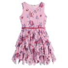 Girls 7-16 & Plus Size Knitworks Floral Lace Belted Corkscrew Dress With Flower Necklace, Size: 7, Pink