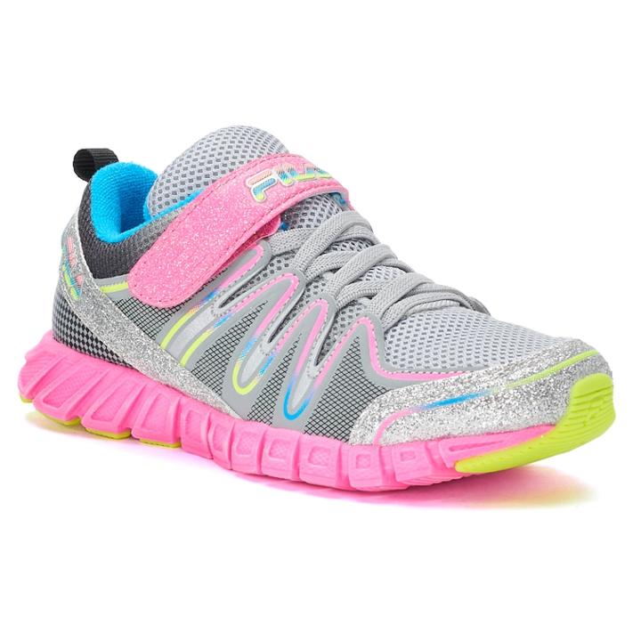 Fila&reg; Crater 4 Strap Glitter Girls Sneakers, Size: 3, Med Beige