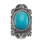 Mudd&reg; Simulated Turquoise Cabochon Filigree Ring, Women's, Size: 7, Turq/aqua