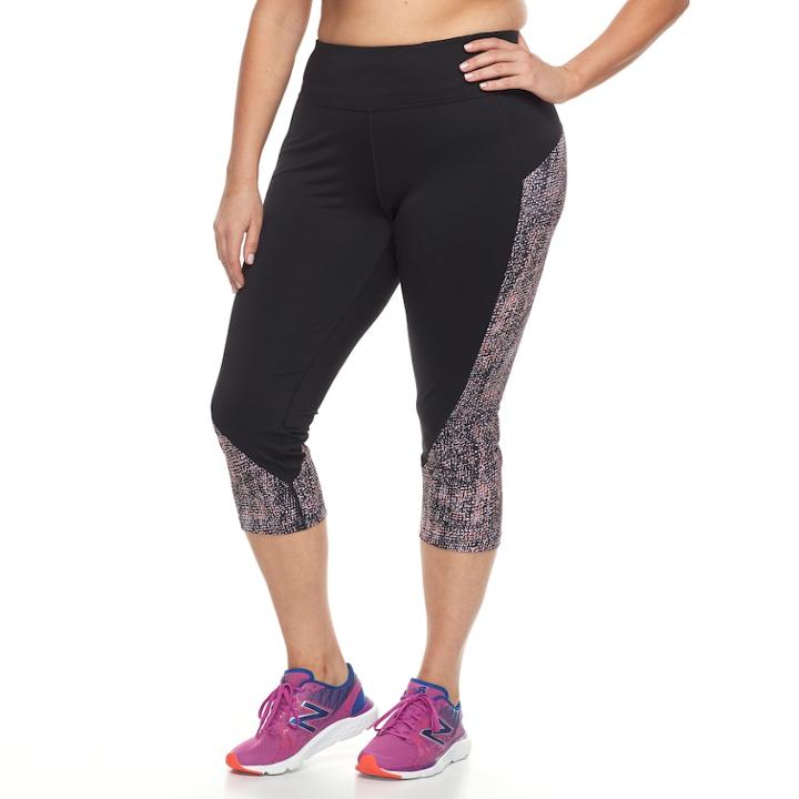 Plus Size Tek Gear® Colorblocked Capri Leggings, Women's, Size: 2xl, Black