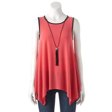Women's Double Click Shark-bite Hem Tank, Size: Medium, Orange