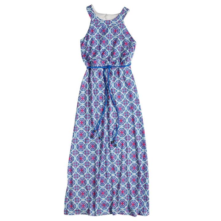 Girls 7-16 & Plus Size Three Pink Hearts Printed Maxi Dress, Size: 10, White