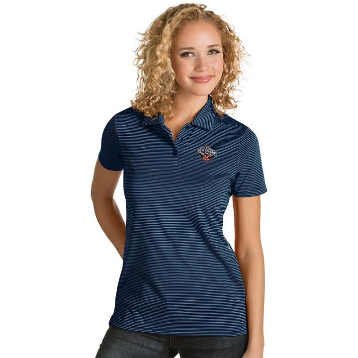 Women's Antigua New Orleans Pelicans Quest Desert Dry Polo, Size: Large, Blue (navy)
