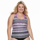 Plus Size Zeroxposur Printed Ladder-back Tankini Top, Women's, Size: 16 W, Dark Red