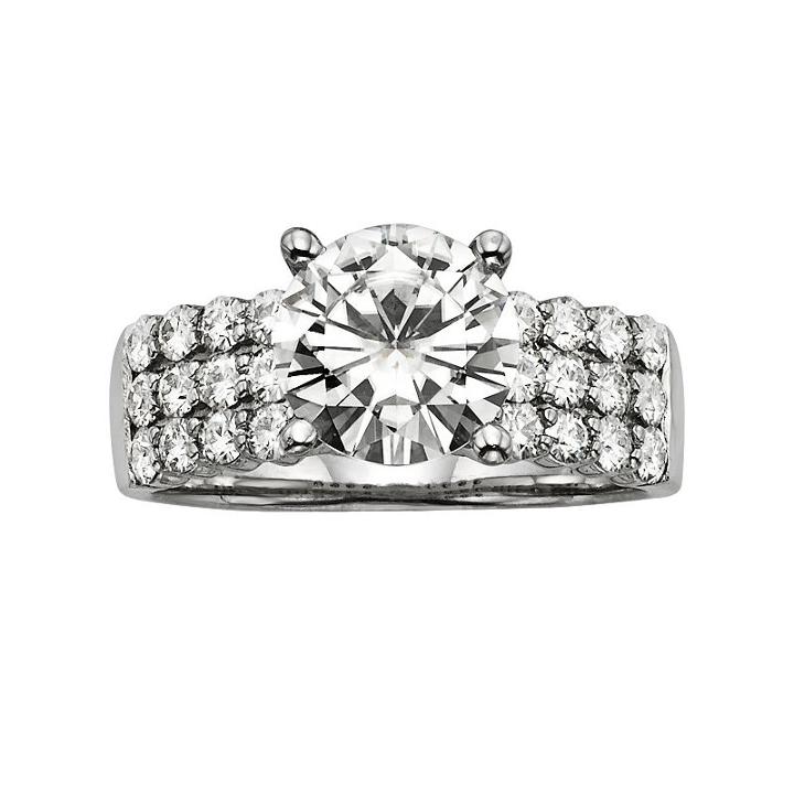 Forever Brilliant Round-cut Lab-created Moissanite 3-row Engagement Ring In 14k White Gold (2 9/10 Ct. T.w.), Women's, Size: 6