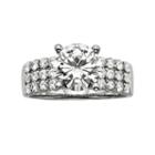 Forever Brilliant Round-cut Lab-created Moissanite 3-row Engagement Ring In 14k White Gold (2 9/10 Ct. T.w.), Women's, Size: 6