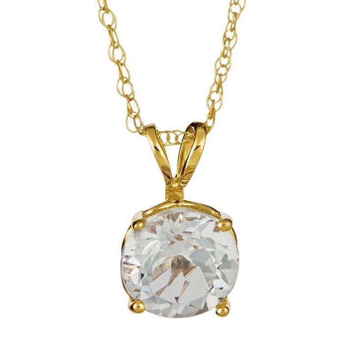14k Gold White Topaz Pendant, Women's, Size: 18