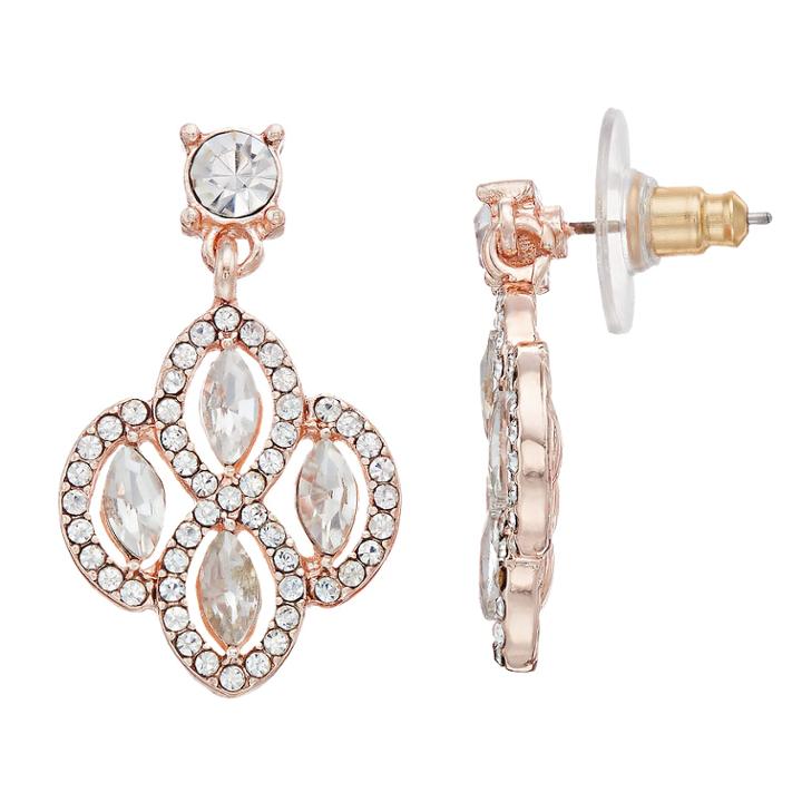 Lc Lauren Conrad Rose Gold Tone Nickel Free Drop Earrings, Women's, Light Red