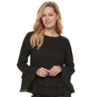 Women's Apt. 9&reg; Tiered Ruffle Top, Size: Xl, Black