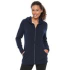 Women's Tek Gear&reg; Hooded Zip-front Tunic, Size: Medium, Dark Blue