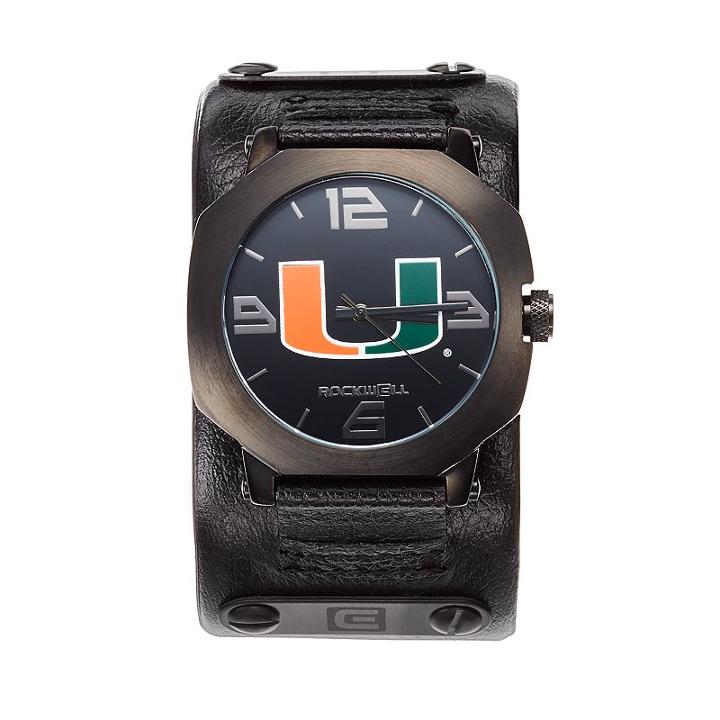 Rockwell Miami Hurricanes Assassin Leather Watch - Men, Black