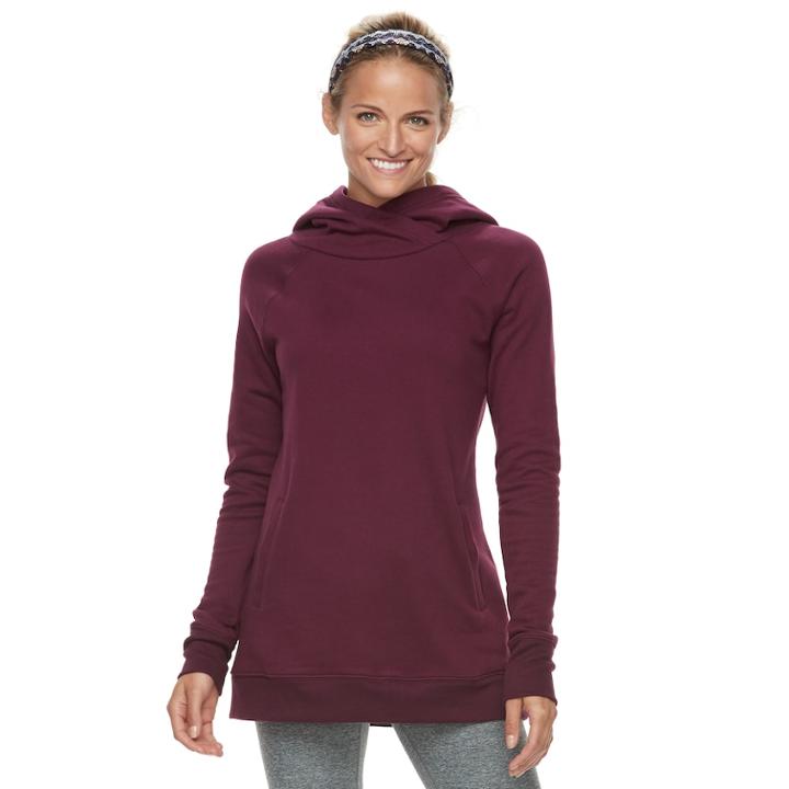 Women's Tek Gear&reg; Hooded Fleece Tunic, Size: Xl, Drk Purple